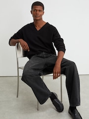 Reiss Black Bowie Baggy-Fit Jeans - Image 4 of 7