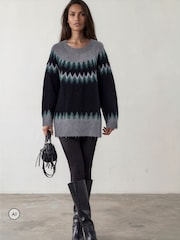 Grønn - Religion Fair Isle Nordisk Style Oversized Genser - Bilde 3 av 8