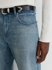 Reiss Light Blue Keith Comfort-Stretch Relaxed Straight-Leg Jeans - Image 6 of 8
