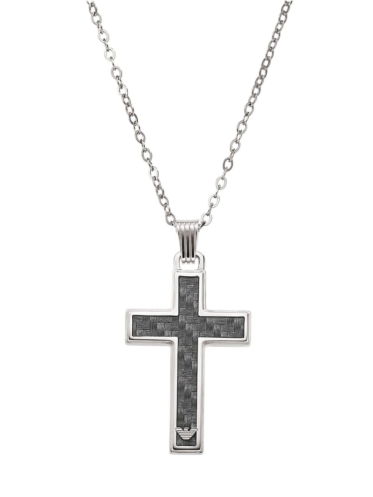 Emporio Armani Silver Stainless Steel Cross Necklace - Image 1 of 2 Emporio Armani Silver Stainless Steel Cross Necklace - Image 1 of 2