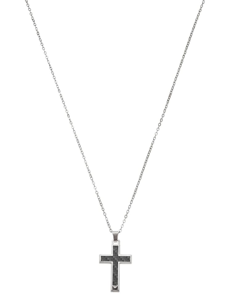 Emporio Armani Silver Stainless Steel Cross Necklace - Image 2 of 2 Emporio Armani Silver Stainless Steel Cross Necklace - Image 2 of 2