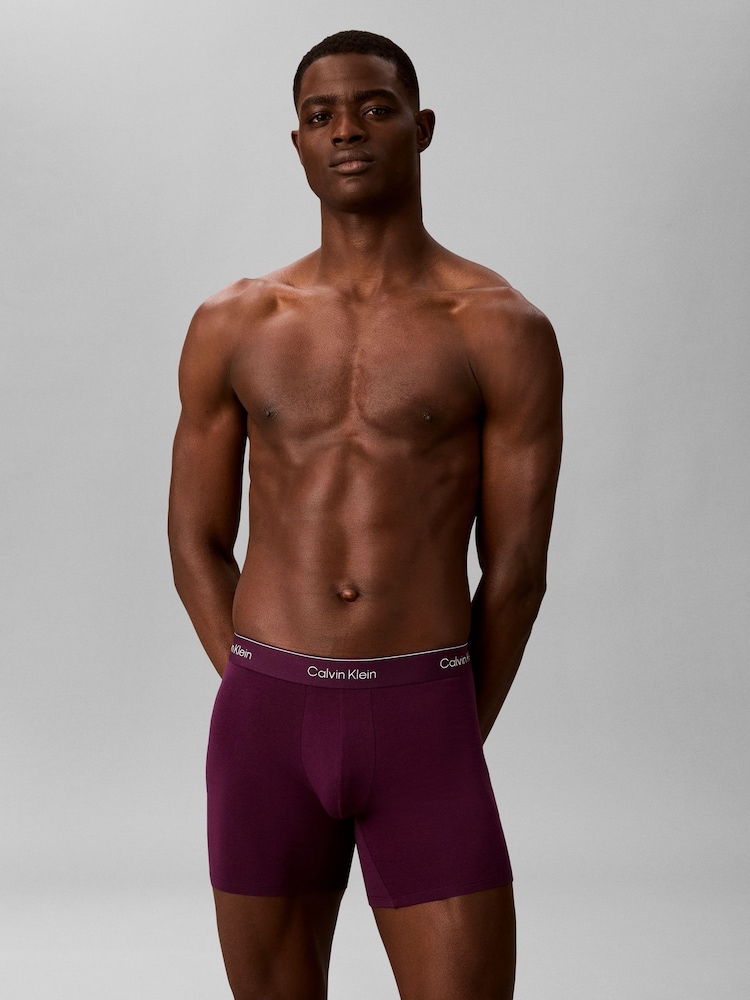 Purple/White/Black - حزمة من 3 بوكسرات قابلة للتمدد قطن Icon من Calvin Klein - صورة 2 من 5 Purple/White/Black - حزمة من 3 بوكسرات قابلة للتمدد قطن Icon من Calvin Klein - صورة 2 من 5