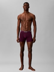 Purple/White/Black - حزمة من 3 بوكسرات قابلة للتمدد قطن Icon من Calvin Klein - صورة 4 من 5