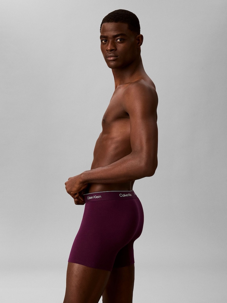 Calvin Klein Purple/White/Black Icon Cotton Stretch Boxer Briefs 3 Pack - Image 6 of 6 Calvin Klein Purple/White/Black Icon Cotton Stretch Boxer Briefs 3 Pack - Image 6 of 6