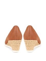 Pavers Brown Peep Toe Espadrille Wedge Sandals - Image 3 of 5