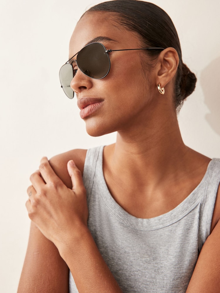 Черный - большие солнцезащитные очки-авиаторы Ray-Ban - Image 1 of 15