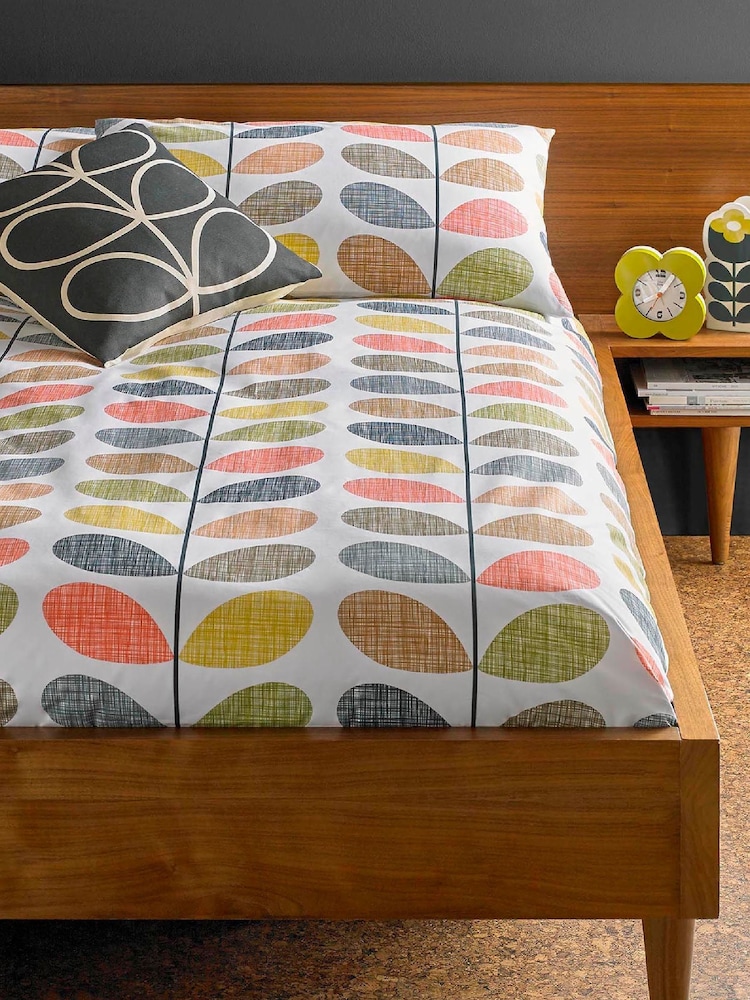 Orla Kiely Orange Scribble Stem Floral 100% Cotton Duvet Cover - Image 1 of 1
