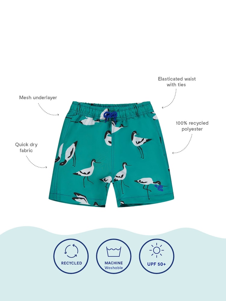 Muddy Puddles Green Recycled UV Protective Swim Shorts - Image 3 of 3