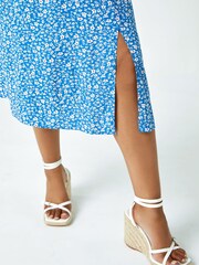 Roman Blue Petite Ditsy Floral Stretch Dress - Image 5 of 5