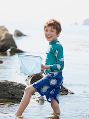 Muddy Puddles Blue Recycled UV Protective Swim Shorts - Image 1 of 3