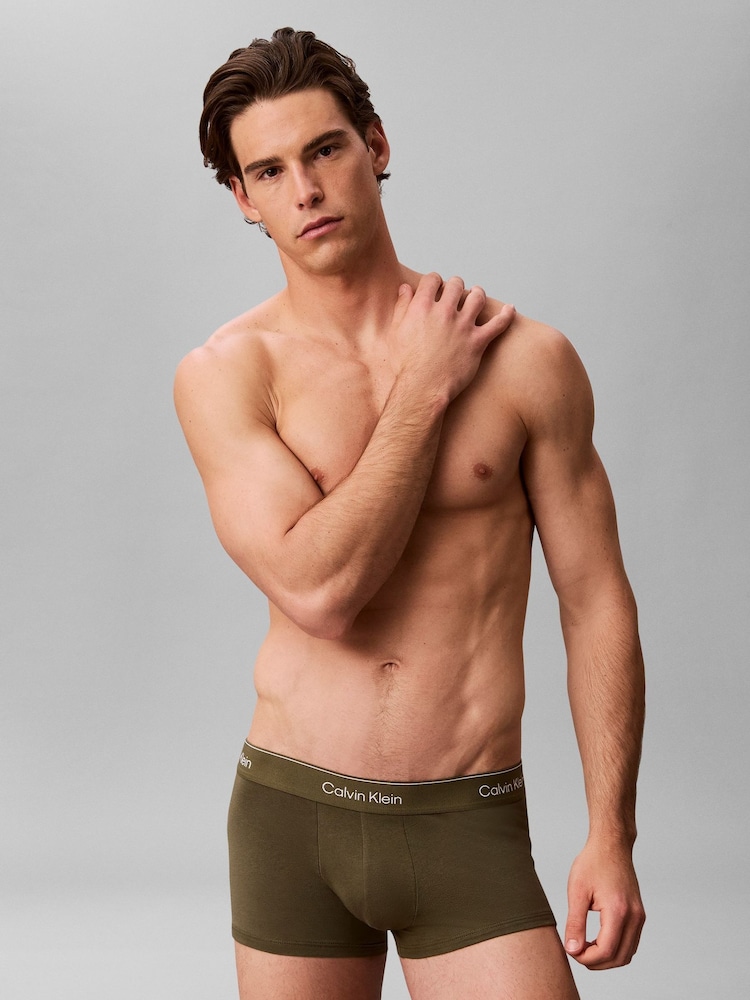 Calvin Klein Brown Icon Cotton Stretch Low Rise Boxer Trunks 3 Pack - Image 2 of 5 Calvin Klein Brown Icon Cotton Stretch Low Rise Boxer Trunks 3 Pack - Image 2 of 5
