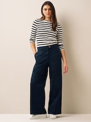 Navy Blue Wide Leg Chino Cargo Trousers - Image 2 of 7
