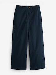 Navy Blue Wide Leg Chino Cargo Trousers - Image 6 of 7