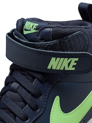 Nike Navy/Lime Youth Court Borough Mid Trainers - Image 10 of 12