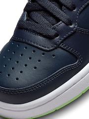 Nike Navy/Lime Youth Court Borough Mid Trainers - Image 11 of 12