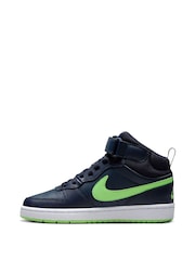 Nike Navy/Lime Youth Court Borough Mid Trainers - Image 4 of 12
