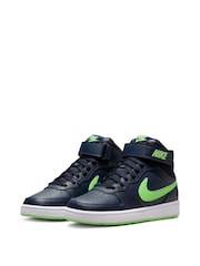 Nike Navy/Lime Youth Court Borough Mid Trainers - Image 5 of 12