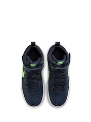 Nike Navy/Lime Youth Court Borough Mid Trainers - Image 6 of 12