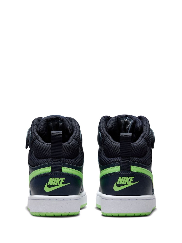 Nike Navy/Lime Youth Court Borough Mid Trainers - Image 7 of 12