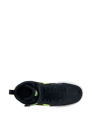 Nike Navy/Lime Youth Court Borough Mid Trainers - Image 8 of 12
