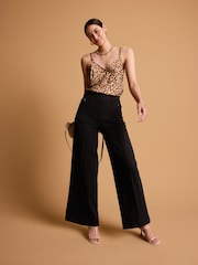 Black Tailored Ponte Wide Trousers - Image 1 of 7