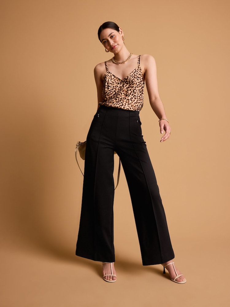 Black Tailored Ponte Wide Trousers - Image 1 of 7