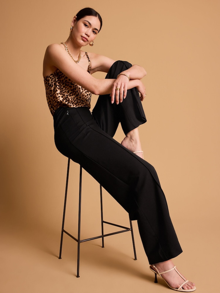 Black Tailored Ponte Wide Trousers - Image 2 of 7