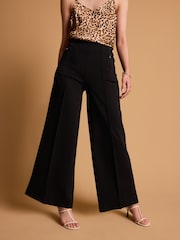 Black Tailored Ponte Wide Trousers - Image 3 of 7