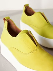 Lime Green Slip On Signature Forever Comfort® Leather Chunky Wedge Platform Trainers - Image 4 of 6
