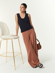Rust Brown Tailored Ponte Wide Trousers - Image 1 of 7