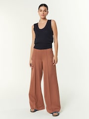 Rust Brown Tailored Ponte Wide Trousers - Image 2 of 7