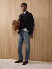 Reiss Mid Blue Iggy Comfort-Stretch Straight-Leg Jeans - Image 7 of 9