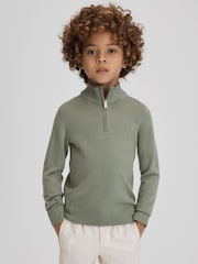 Reiss Nickel Blue/Kale Blackhall 9-13 yrs Merino Wool Zip-Neck Jumpers 2 Pack - Image 1 of 9