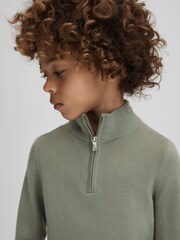Reiss Nickel Blue/Kale Blackhall 9-13 yrs Merino Wool Zip-Neck Jumpers 2 Pack - Image 5 of 9