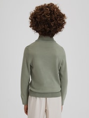 Reiss Nickel Blue/Kale Blackhall 9-13 yrs Merino Wool Zip-Neck Jumpers 2 Pack - Image 6 of 9