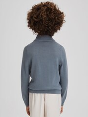 Reiss Nickel Blue/Kale Blackhall 9-13 yrs Merino Wool Zip-Neck Jumpers 2 Pack - Image 7 of 9