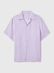 Reiss Orchid Beldi Relaxed 100% Linen Cuban Collar Shirt - Image 2 of 6