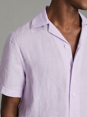 Reiss Orchid Beldi Relaxed 100% Linen Cuban Collar Shirt - Image 5 of 6