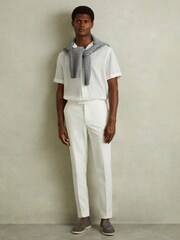 Reiss White Beldi Relaxed 100% Linen Cuban Collar Shirt - Image 1 of 6