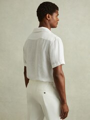 Reiss White Beldi Relaxed 100% Linen Cuban Collar Shirt - Image 4 of 6