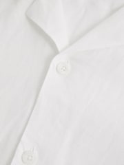 Reiss White Beldi Relaxed 100% Linen Cuban Collar Shirt - Image 5 of 6