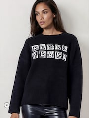 Religion Black Maddie Jumper With Rebel Heart Slogan - Image 1 of 8
