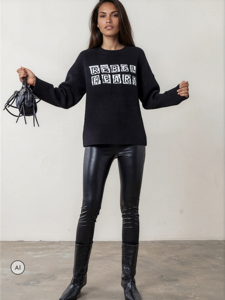 Religion Black Maddie Jumper With Rebel Heart Slogan - Image 2 of 8