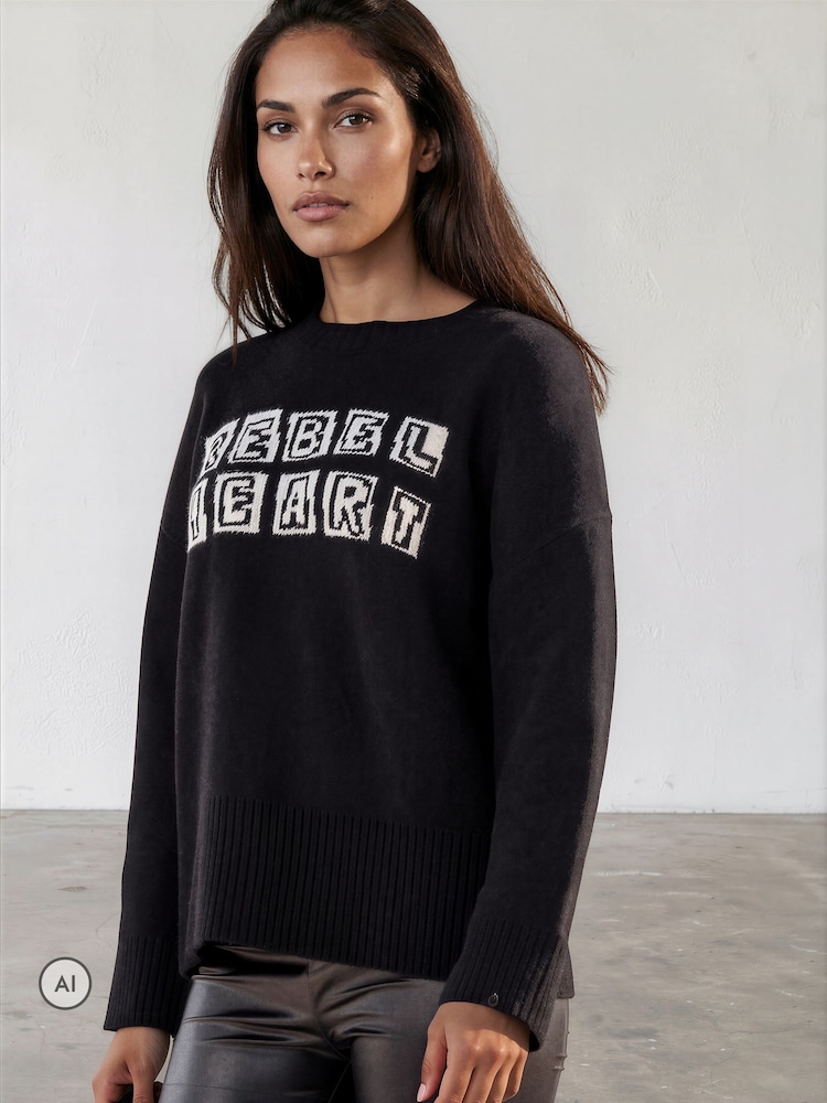 Religion Black Maddie Jumper With Rebel Heart Slogan - Image 8 of 8