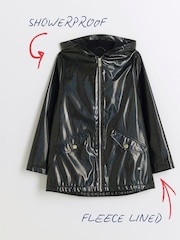 River Island Black Girls Glitter Hooded Rain Coat - Image 3 of 7