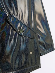 River Island Black Girls Glitter Hooded Rain Coat - Image 4 of 7