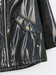 River Island Black Girls Glitter Hooded Rain Coat - Image 7 of 7