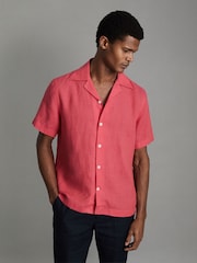 Reiss Coral Beldi Relaxed 100% Linen Cuban Collar Shirt - Image 3 of 6