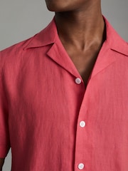 Reiss Coral Beldi Relaxed 100% Linen Cuban Collar Shirt - Image 5 of 6