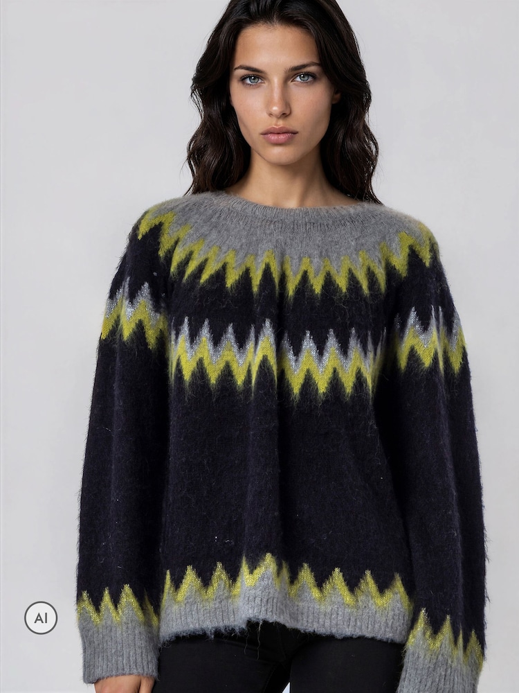 Suéter extragrande de estilo nórdico con estampado Fair Isle de la marca Religion - Imagen 2 de 8 Suéter extragrande de estilo nórdico con estampado Fair Isle de la marca Religion - Imagen 2 de 8